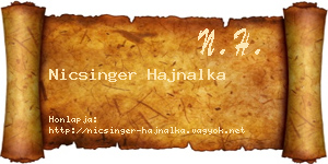 Nicsinger Hajnalka névjegykártya